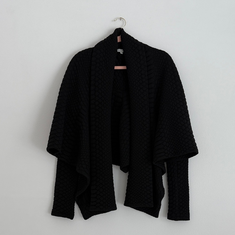 Alexis Black Waffle Embroidered Women's Drape Jacket